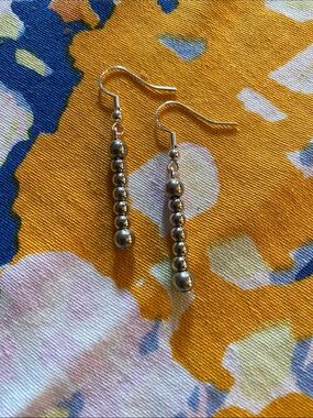 Sterling Bead Drop Earrings in Silver-Good Vibes Only Jewelry Co. Newport Beach